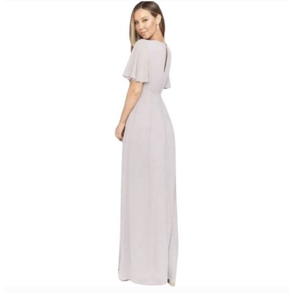 Show Me Your Mumu Emily Empire Maxi Dress in Dove Grey Chiffon. Size S B 26 - Picture 3 of 9